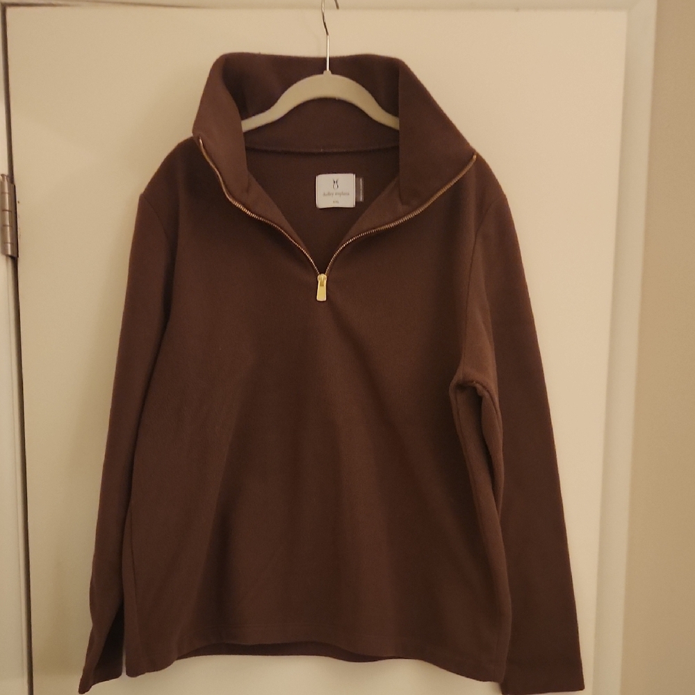Dudley Stephens Womens Chocolate Zip-Up Sweater Tunic